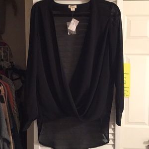 Black sheer long sleeve blouse